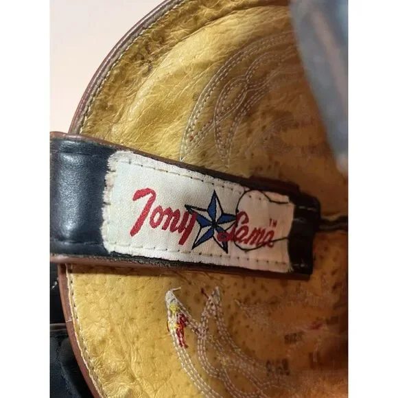 Tony Lama Boots Mens 8.5 B leather Cowboy Western - Picture 9 of 16